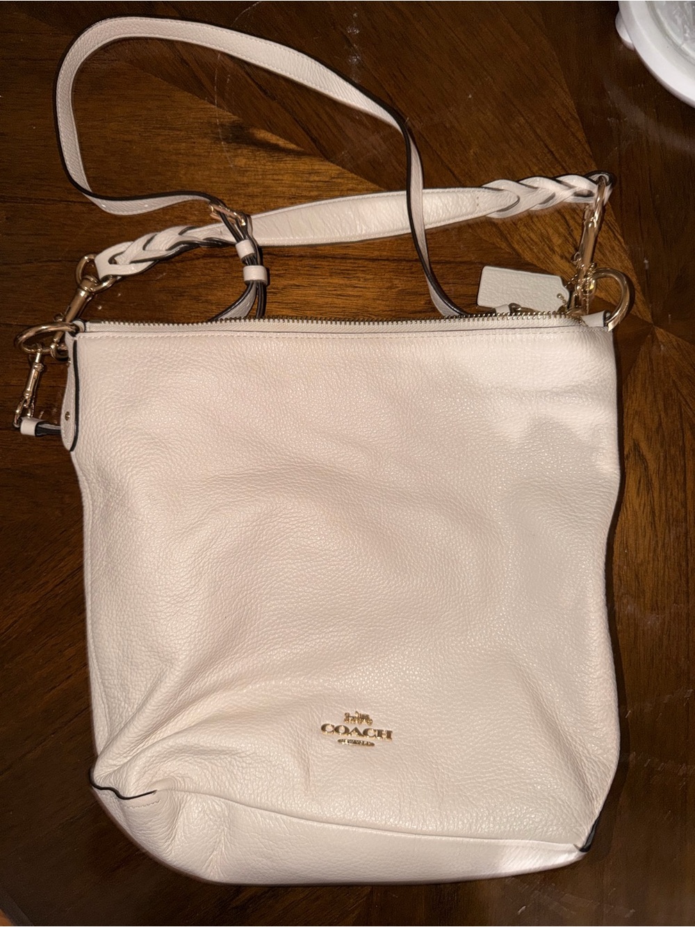 Coach Pebbled Leather Shoulder Bag in Chalk Cream